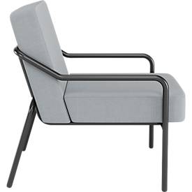 Sessel meet by Paperflow MEDSO Klassik M, gepolstert, Sitzfläche austauschbar, B 580 x T 743 x H 736 mm, Stoff und Stahl, grau/mattschwarz