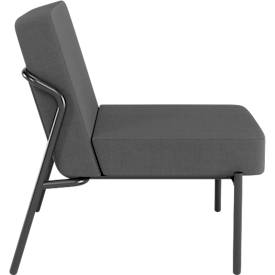 Sessel meet by Paperflow MEDSO Klassik S, gepolstert, Sitzfläche austauschbar, B 580 x T 743 x H 736 mm, Stoff und Stahl, anthrazit/mattschwarz