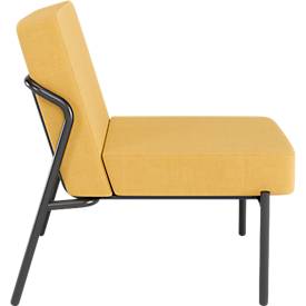 Sessel meet by Paperflow MEDSO Klassik S, gepolstert, Sitzfläche austauschbar, B 580 x T 743 x H 736 mm, Stoff und Stahl, gelb/mattschwarz