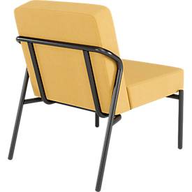 Sessel meet by Paperflow MEDSO Klassik S, gepolstert, Sitzfläche austauschbar, B 580 x T 743 x H 736 mm, Stoff und Stahl, gelb/mattschwarz
