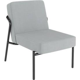 Sessel meet by Paperflow MEDSO Klassik S, gepolstert, Sitzfläche austauschbar, B 580 x T 743 x H 736 mm, Stoff und Stahl, grau/mattschwarz