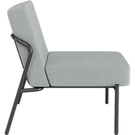 Sessel meet by Paperflow MEDSO Klassik S, gepolstert, Sitzfläche austauschbar, B 580 x T 743 x H 736 mm, Stoff und Stahl, grau/mattschwarz
