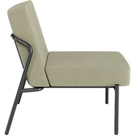 Sessel meet by Paperflow MEDSO Klassik S, gepolstert, Sitzfläche austauschbar, B 580 x T 743 x H 736 mm, Stoff und Stahl, grün/mattschwarz