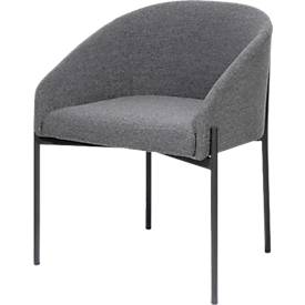 Sessel meet by Paperflow MILO, gepolstert, B 470 x T 450 x H 450 mm, Stoff und Stahl, anthrazit/mattschwarz