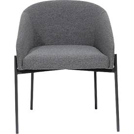 Sessel meet by Paperflow MILO, gepolstert, B 470 x T 450 x H 450 mm, Stoff und Stahl, anthrazit/mattschwarz