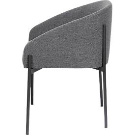 Sessel meet by Paperflow MILO, gepolstert, B 470 x T 450 x H 450 mm, Stoff und Stahl, anthrazit/mattschwarz