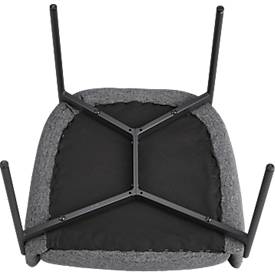 Sessel meet by Paperflow MILO, gepolstert, B 470 x T 450 x H 450 mm, Stoff und Stahl, anthrazit/mattschwarz