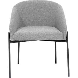 Sessel meet by Paperflow MILO, gepolstert, B 470 x T 450 x H 450 mm, Stoff und Stahl, grau/mattschwarz