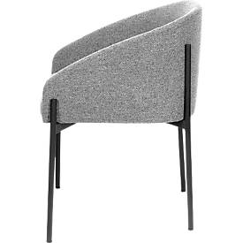 Sessel meet by Paperflow MILO, gepolstert, B 470 x T 450 x H 450 mm, Stoff und Stahl, grau/mattschwarz