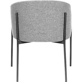 Sessel meet by Paperflow MILO, gepolstert, B 470 x T 450 x H 450 mm, Stoff und Stahl, grau/mattschwarz