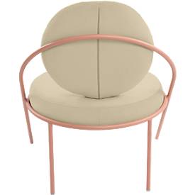 Sessel meet by Paperflow Saturne, B 700 x T 730 x H 880 mm, Kunstleder, Rosa/Elfenbein