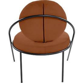 Sessel meet by Paperflow Saturne, B 700 x T 730 x H 880 mm, Kunstleder, Schwarz/Rost