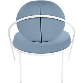 Sessel meet by Paperflow Saturne, B 700 x T 730 x H 880 mm, Kunstleder, Weiß/Blau
