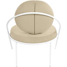 Sessel meet by Paperflow Saturne, B 700 x T 730 x H 880 mm, Kunstleder, Weiß/Elfenbein