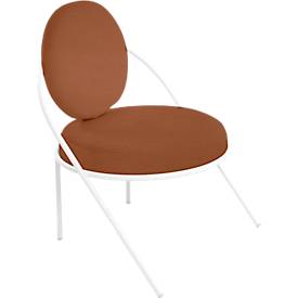Sessel meet by Paperflow Saturne, B 700 x T 730 x H 880 mm, Kunstleder, Weiß/Rost