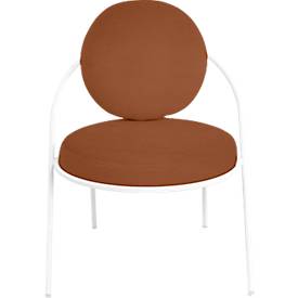Sessel meet by Paperflow Saturne, B 700 x T 730 x H 880 mm, Kunstleder, Weiß/Rost