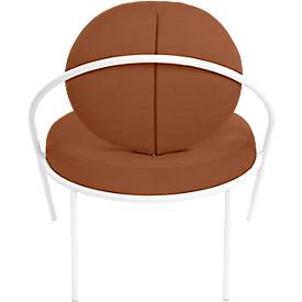 Sessel meet by Paperflow Saturne, B 700 x T 730 x H 880 mm, Kunstleder, Weiß/Rost