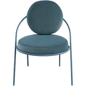 Sessel meet by Paperflow Saturne, B 700 x T 730 x H 880 mm, Samt, Blau/Blau