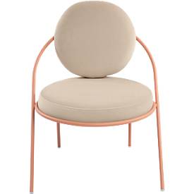 Sessel meet by Paperflow Saturne, B 700 x T 730 x H 880 mm, Samt, Rosa/Elfenbein