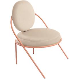 Sessel meet by Paperflow Saturne, B 700 x T 730 x H 880 mm, Samt, Rosa/Elfenbein