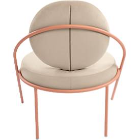 Sessel meet by Paperflow Saturne, B 700 x T 730 x H 880 mm, Samt, Rosa/Elfenbein