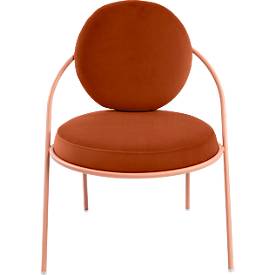 Sessel meet by Paperflow Saturne, B 700 x T 730 x H 880 mm, Samt, Rosa/Rost