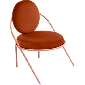 Sessel meet by Paperflow Saturne, B 700 x T 730 x H 880 mm, Samt, Rosa/Rost