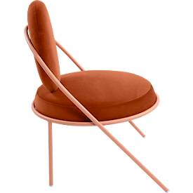 Sessel meet by Paperflow Saturne, B 700 x T 730 x H 880 mm, Samt, Rosa/Rost