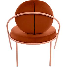 Sessel meet by Paperflow Saturne, B 700 x T 730 x H 880 mm, Samt, Rosa/Rost