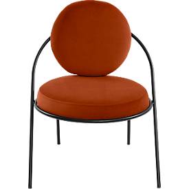 Sessel meet by Paperflow Saturne, B 700 x T 730 x H 880 mm, Samt, Schwarz/Rost