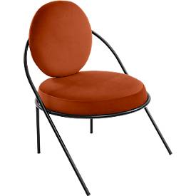 Sessel meet by Paperflow Saturne, B 700 x T 730 x H 880 mm, Samt, Schwarz/Rost