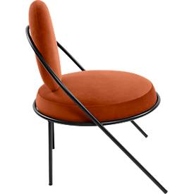 Sessel meet by Paperflow Saturne, B 700 x T 730 x H 880 mm, Samt, Schwarz/Rost