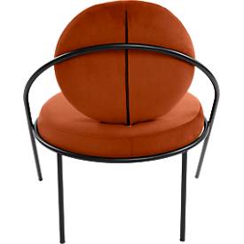 Sessel meet by Paperflow Saturne, B 700 x T 730 x H 880 mm, Samt, Schwarz/Rost