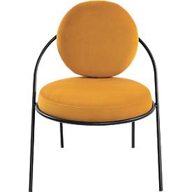 Sessel meet by Paperflow Saturne, B 700 x T 730 x H 880 mm, Samt, Schwarz/Safran