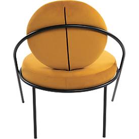 Sessel meet by Paperflow Saturne, B 700 x T 730 x H 880 mm, Samt, Schwarz/Safran