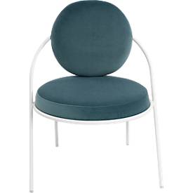 Sessel meet by Paperflow Saturne, B 700 x T 730 x H 880 mm, Samt, Weiß/Blau