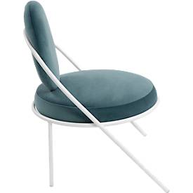 Sessel meet by Paperflow Saturne, B 700 x T 730 x H 880 mm, Samt, Weiß/Blau