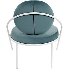 Sessel meet by Paperflow Saturne, B 700 x T 730 x H 880 mm, Samt, Weiß/Blau