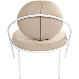 Sessel meet by Paperflow Saturne, B 700 x T 730 x H 880 mm, Samt, Weiß/Elfenbein