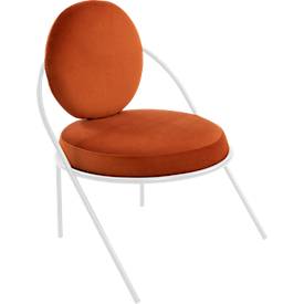 Sessel meet by Paperflow Saturne, B 700 x T 730 x H 880 mm, Samt, Weiß/Rost