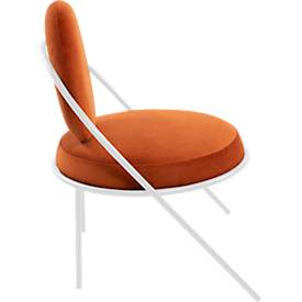 Sessel meet by Paperflow Saturne, B 700 x T 730 x H 880 mm, Samt, Weiß/Rost