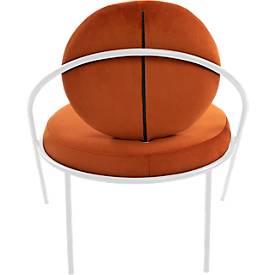 Sessel meet by Paperflow Saturne, B 700 x T 730 x H 880 mm, Samt, Weiß/Rost