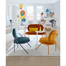 Sessel meet by Paperflow Saturne, B 700 x T 730 x H 880 mm, Stahlrohr, Samt, vers. Farben