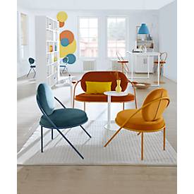 Sessel meet by Paperflow Saturne, B 700 x T 730 x H 880 mm, Stahlrohr, Samt, vers. Farben