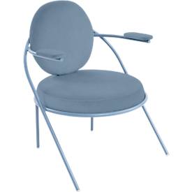 Sessel meet by Paperflow Saturne, mit Armlehnen, B 700 x T 730 x H 880 mm, Stahlrohr, Kunstleder, Blau/Blau