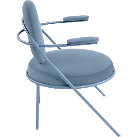 Sessel meet by Paperflow Saturne, mit Armlehnen, B 700 x T 730 x H 880 mm, Stahlrohr, Kunstleder, Blau/Blau