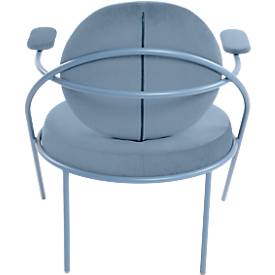 Sessel meet by Paperflow Saturne, mit Armlehnen, B 700 x T 730 x H 880 mm, Stahlrohr, Kunstleder, Blau/Blau
