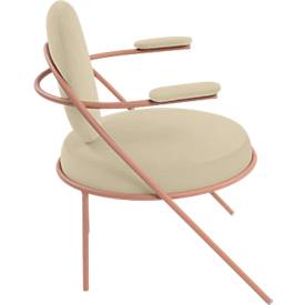 Sessel meet by Paperflow Saturne, mit Armlehnen, B 700 x T 730 x H 880 mm, Stahlrohr, Kunstleder, Rosa/Elfenbein