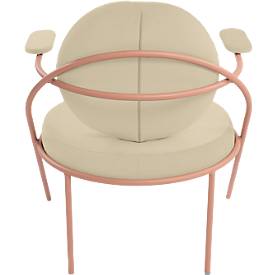 Sessel meet by Paperflow Saturne, mit Armlehnen, B 700 x T 730 x H 880 mm, Stahlrohr, Kunstleder, Rosa/Elfenbein