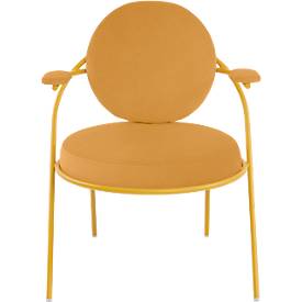 Sessel meet by Paperflow Saturne, mit Armlehnen, B 700 x T 730 x H 880 mm, Stahlrohr, Kunstleder, Safran/Safran